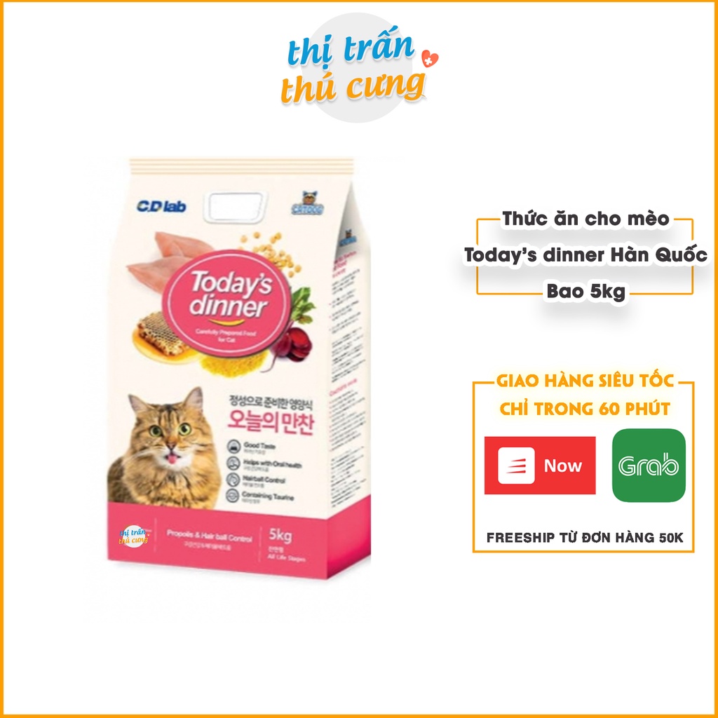 Thức ăn hạt cho mèo hạt Today's dinner - Túi 5kg hạt Today dinner SIÊU RẺ TIẾT KIỆM Thị Trấn Thú Cưng