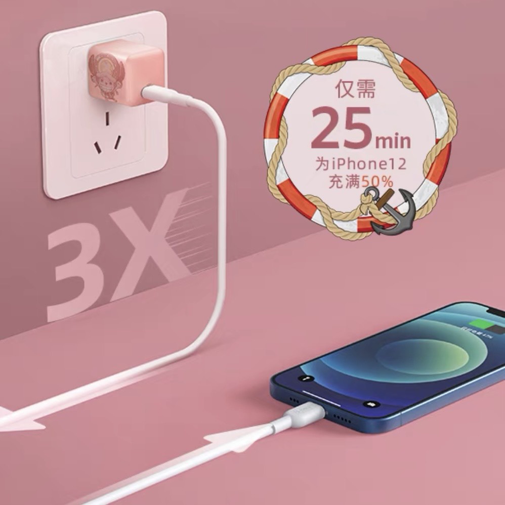 Củ sạc nhanh 20W Anker Onepiece Luffy Nano III + Cáp C to Lighting Phiên bản One Piece - A9541 + A2633