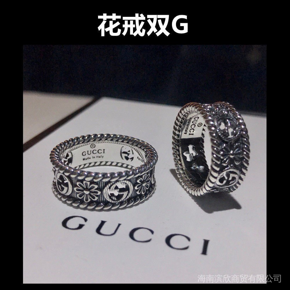 Nhẫn Bạc 925 Khắc Chữ Gucci Đôi Không Phai Phong Cách Cổ Điển Thời Trang Cho Cặp Đôi