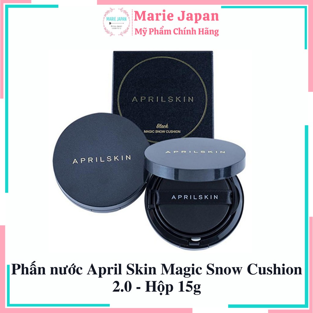 Phấn nước dưỡng trắng tạo lớp nền hoàn hảo April Skin Black Magic Snow Cushion 15g