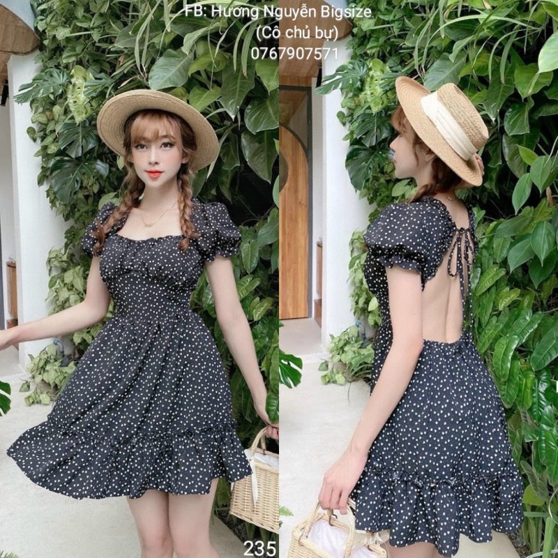 55-90kg Bigsize ĐẦM TIM HỞ LƯNG CHẤM BI