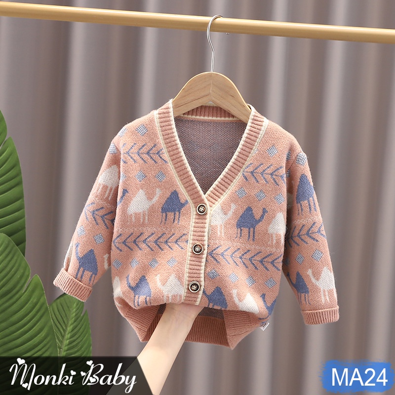Áo len cardigan vintage bé trai, chất len sợi đanh mềm mịn đẹp, không bai xù, phong cách Hàn Quốc xinh xắn | MA24