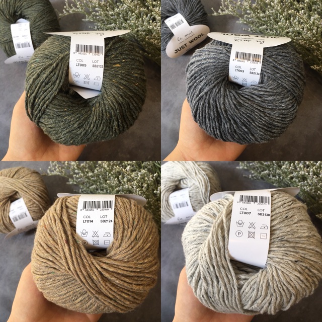 [SALE SỐC] LEN LÔNG CỪU TÁI CHẾ màu trầm, bảng màu cho nam giới LA MIA JUST WOOL chuyên đan khăn, áo cho nam 50gr/cuộn