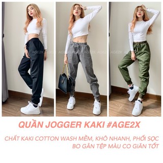 Quần jogger kaki age2x phối sọc bo gân co giãn thoải mai