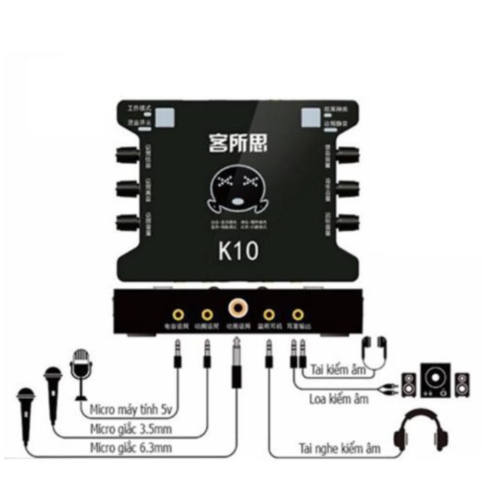 Sound Card Thu Âm LiveStream K10 - Tặng Kèm Dây Livestream Cực Hay Hỗ Trợ Tất Cả Các Dòng Máy