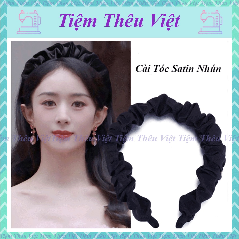 Cài Tóc Satin Nhún Bản To Tiệm Thêu Việt
