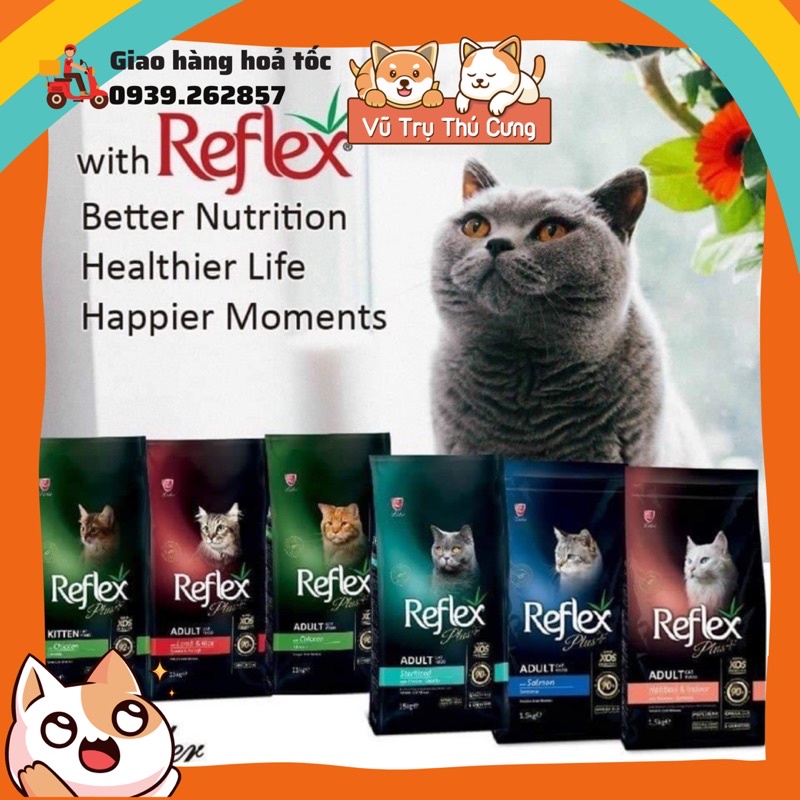 Hạt Reflex Plus cho mèo con, mèo lớn từ Thỗ Nhĩ Kỳ, bịch 1.5Kg, Thức ăn cho mèo con