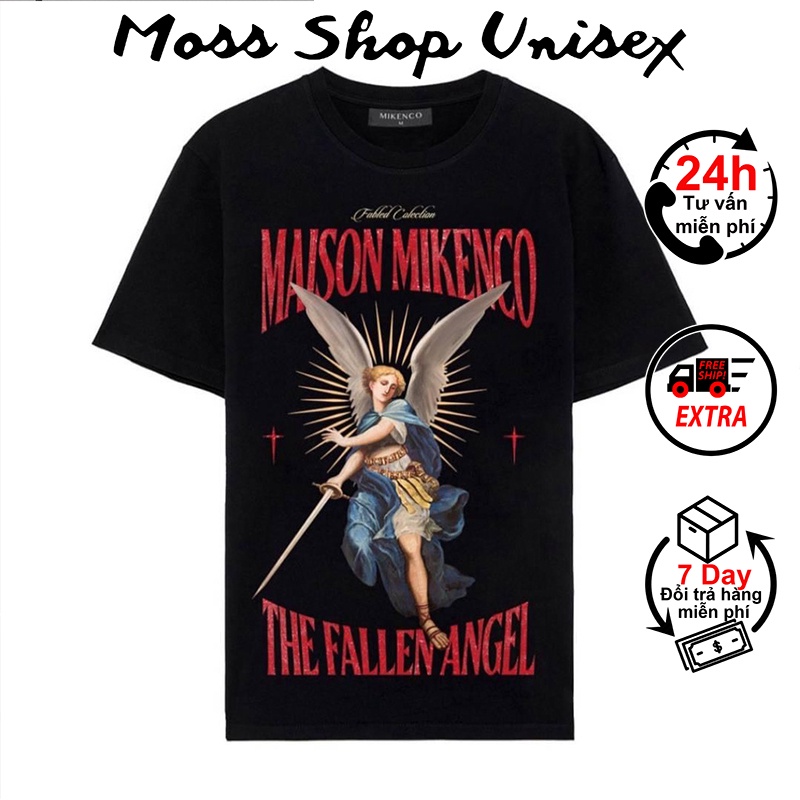 Áo thun tay lỡ Mikenco The Fallen Angel Thiên Thần MOSSSHOP - Áo phông nam nữ unisex phong cách ulzzang form rộng 65kg