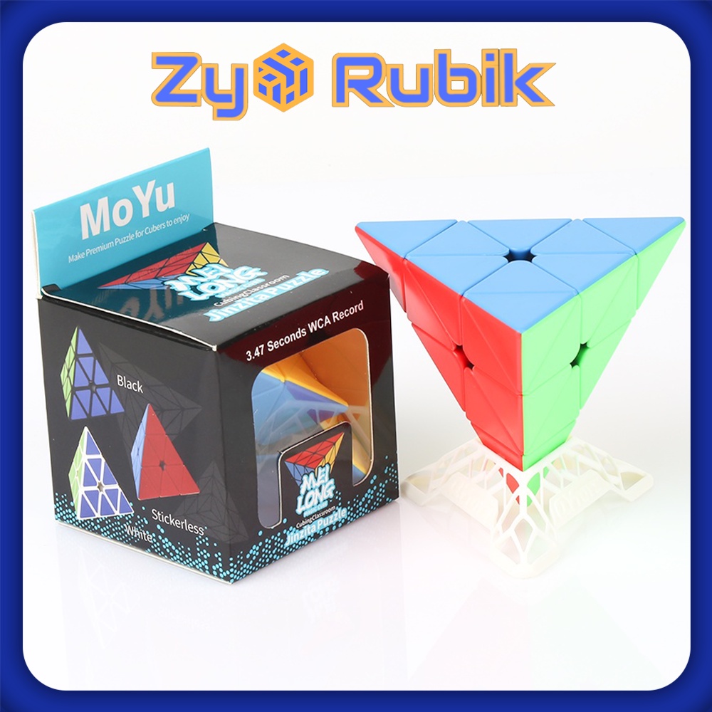 Rubik 3x3 Pyraminx Meilong Stickerless + Đế Qiyi Full màu - ZyO Rubik