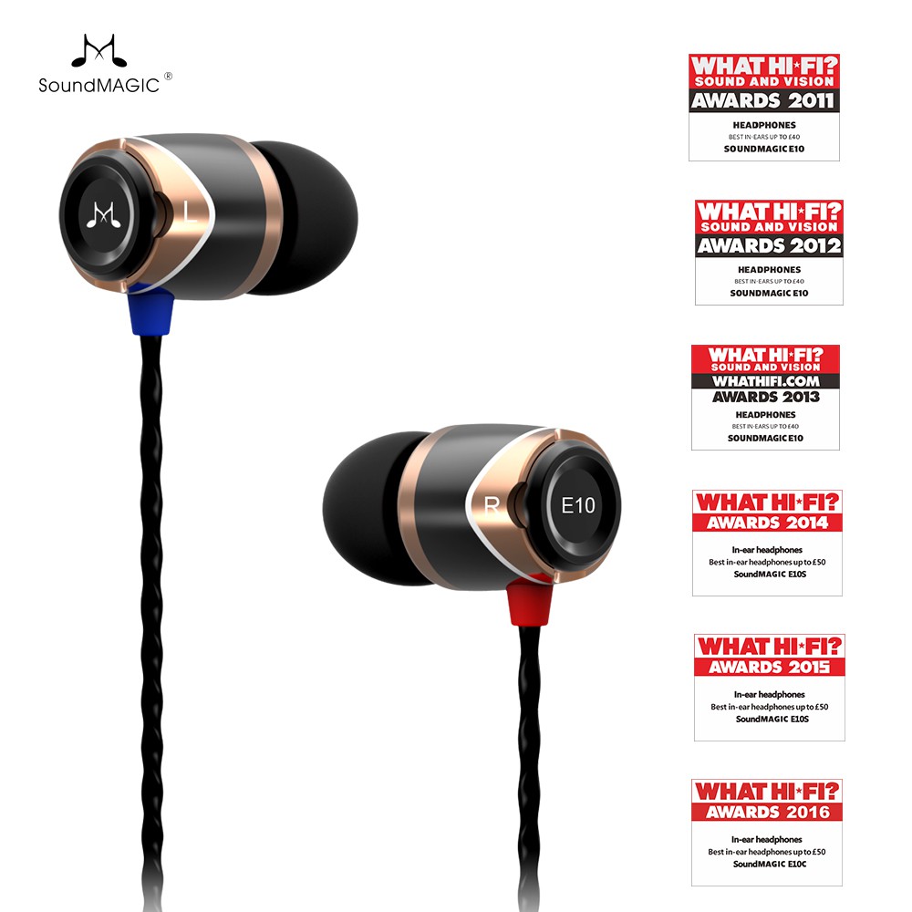 SoundMAGIC E10 original headset Stereo In-Ear 3.5mm Music Earphone without Microphone- Black/Gold