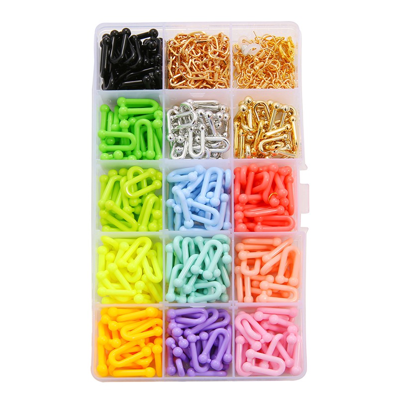 Hộp phụ kiện chữ U BEADIA bằng acrylic 15 ngăn tự làm đồ trang sức
