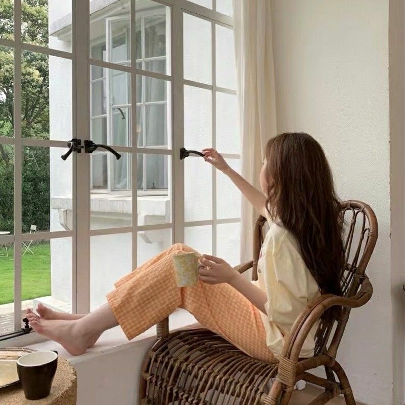 Quần Ngủ Cotton Ống Rộng Lưng Cao Họa Tiết Sọc Caro Phong Cách Hàn Quốc Mới | BigBuy360 - bigbuy360.vn