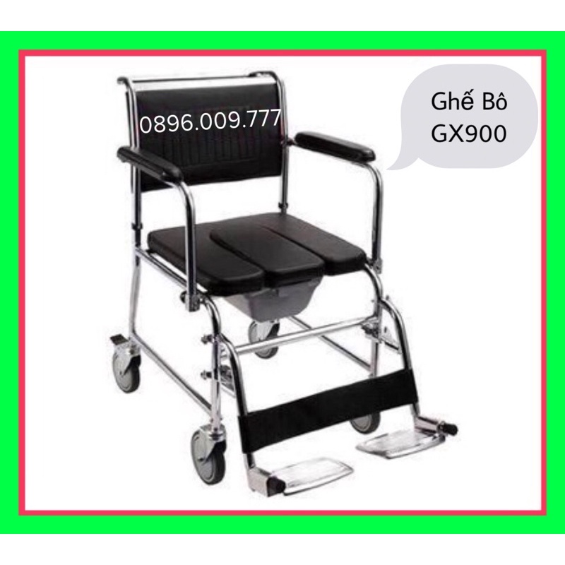 ✅ Ghế Bô Ghế Tắm Vệ Sinh đa chức năng Lucass GX-900 Có Đệm, Bánh Xe, Chỗ Gác Chân - Dùng Như 1 Chiếc Xe Lăn Đẩy Đơn Giản