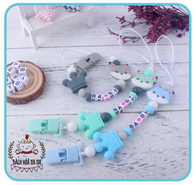 Dây đeo Ty Giả cho bé kết hợp Gặm Nướu thiết kế đáng yêu an toàn - Nana shop Momy Baby - Pacifier Chai