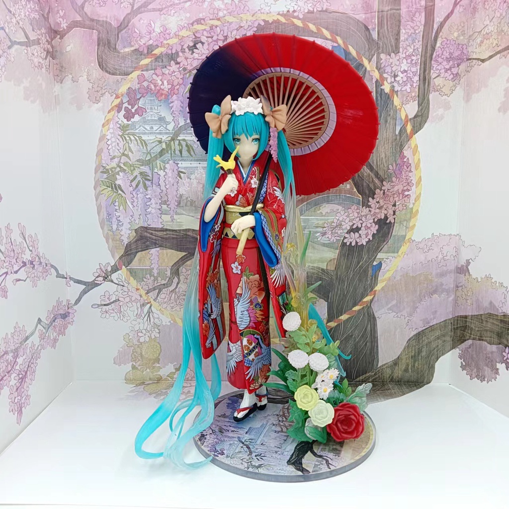 Đồ trang trí Nhân Vật Hatsune Miku Mặc Kimono Bằng Pvc 23cm Trang Trí Bàn Làm Việc