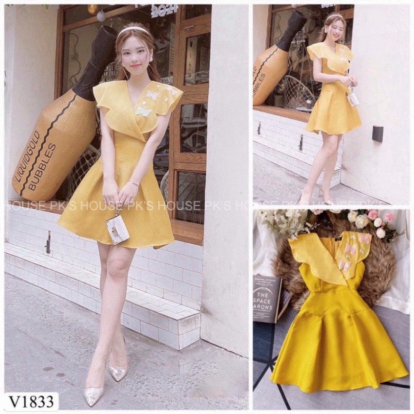 Váy Thiết Kế Dáng Xoè Ngắn Cổ B Thêu Bướm V1833, Đầm Thiết Kế Chất Liệu Mango Cao Cấp - GERME.SHOP | BigBuy360 - bigbuy360.vn
