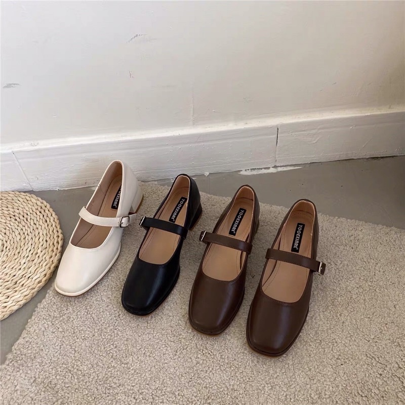 BAE SHOES - giày da mũi vuông- giày lolita da mềm cao cấp- uni boots