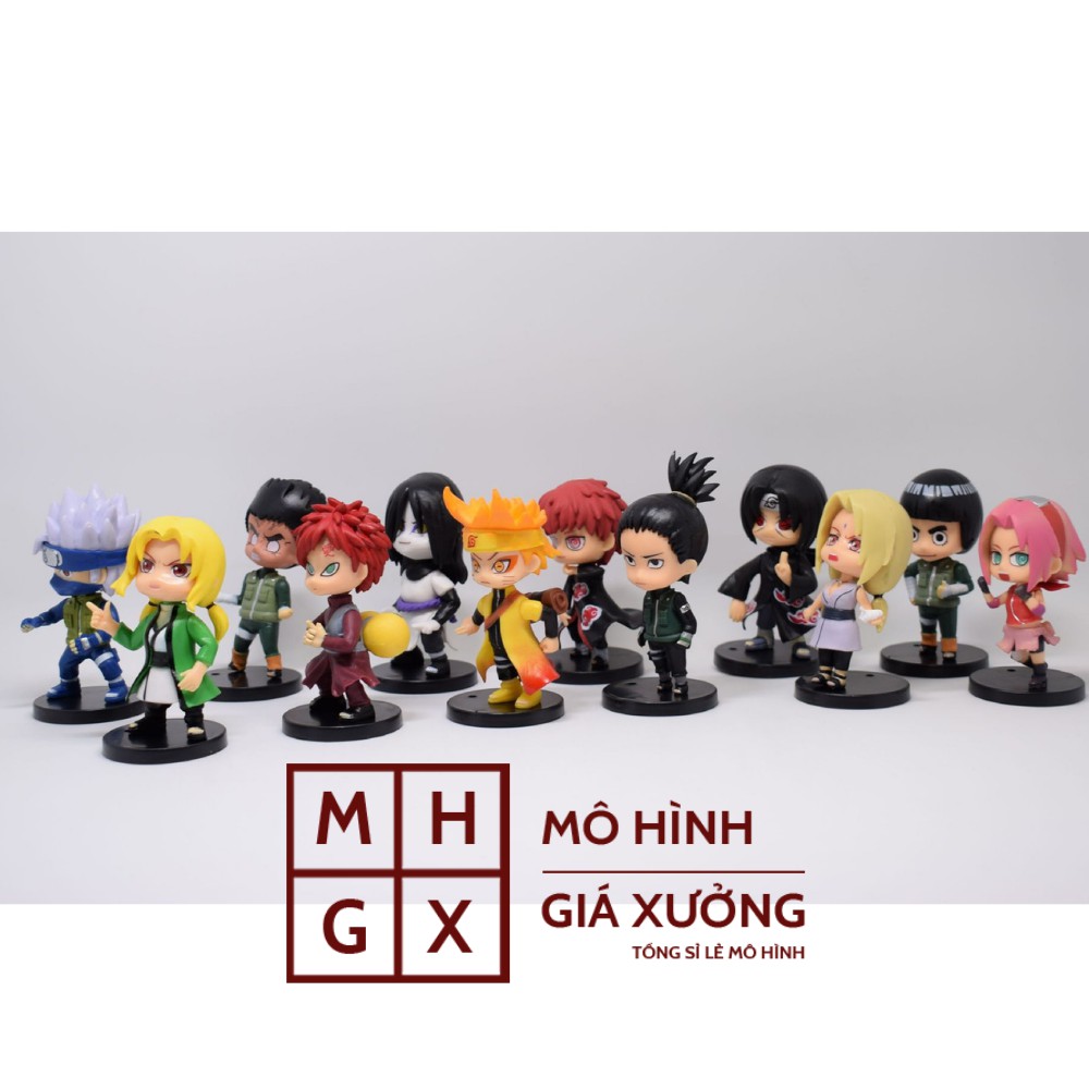 Mô hình Naruto chibi bán lẻ 12 nhân vật Naruto Sakura Gaara Shikamaru Itachi Kakashi Lee Orochimaru Tsunade...