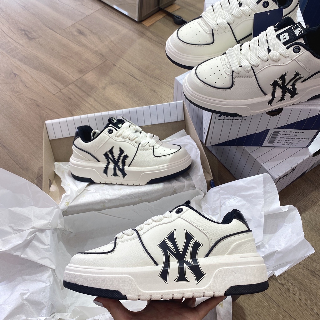[CHÍNH HÃNG] Giày  Sneaker MLB CHUNKY LINER màu OFFWHITE Đen Trắng - CODE: 3ASXCA12N-50WHS