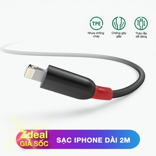 [DÀI 2M] DÂY SẠC iPhone LIGHTNING BAGI IA200 màu đen cho iPhone 5, 6, 7, 8 , X , XS max, XR