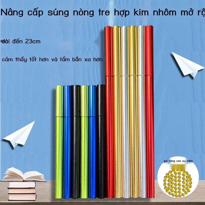 ●✌℗Phiên bản kéo dài của súng nòng tre sấm sét súng bắn đạn mềm đồ chơi trẻ em hoài cổ nứt nòng hợp kim nhôm giả tre thủ