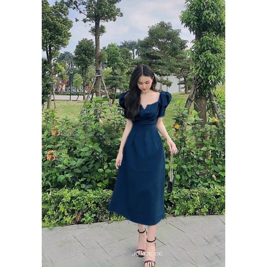 Đầm cổ vuông nơ vai dây chéo bigsize 50-90kg