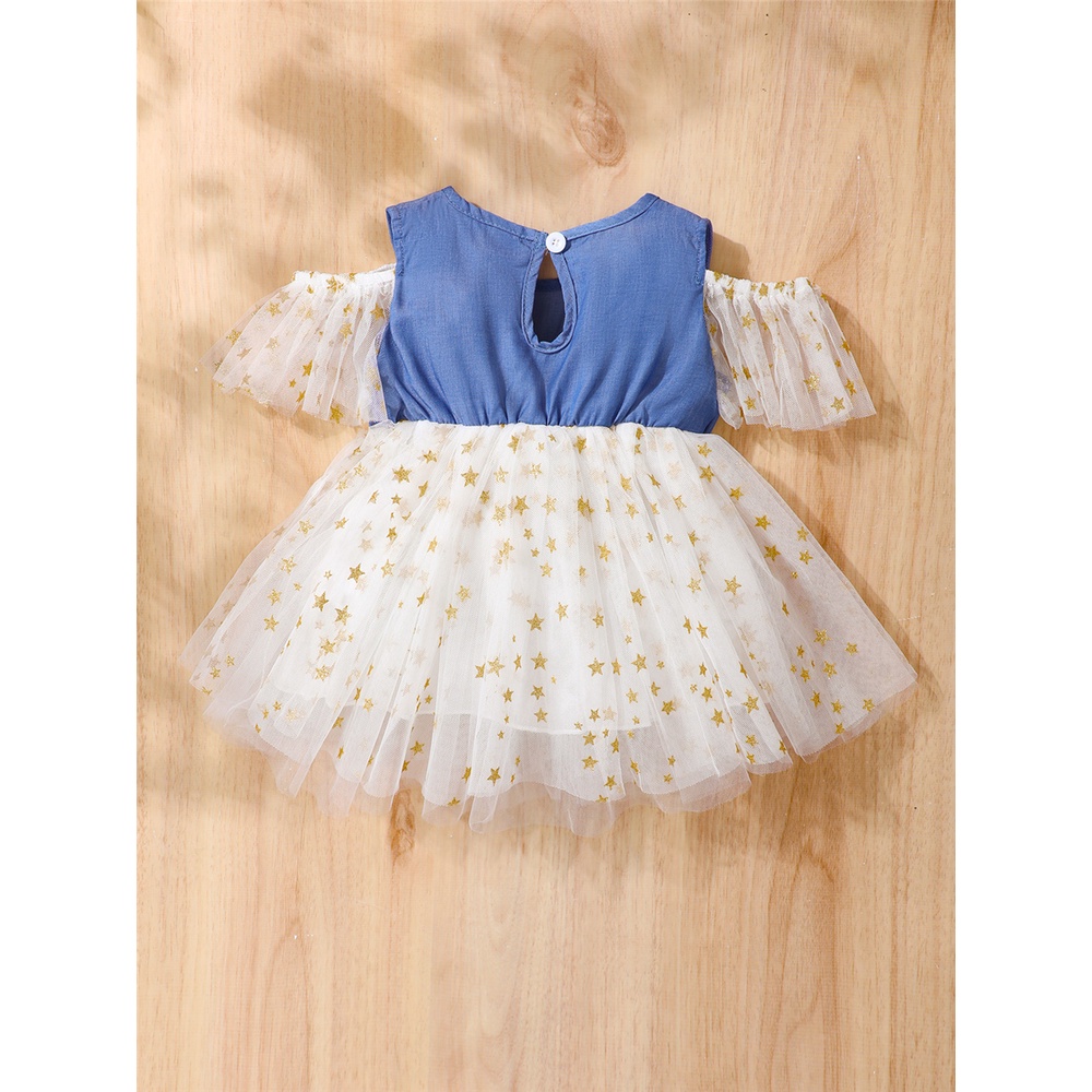 Đầm xòe MIKRDOO in hình ngôi sao cho bé gái 0-2 tuổi