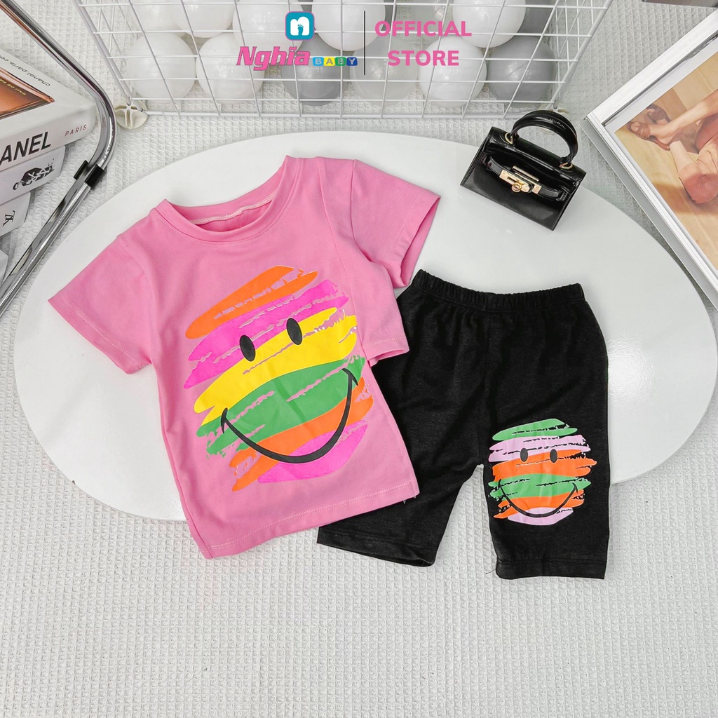 Đồ Bộ Bé Gái - NGHĨA BABY - Thun cotton co dãn 4 chiều - Bộ quần áo mặc nhà 10kg-42kg