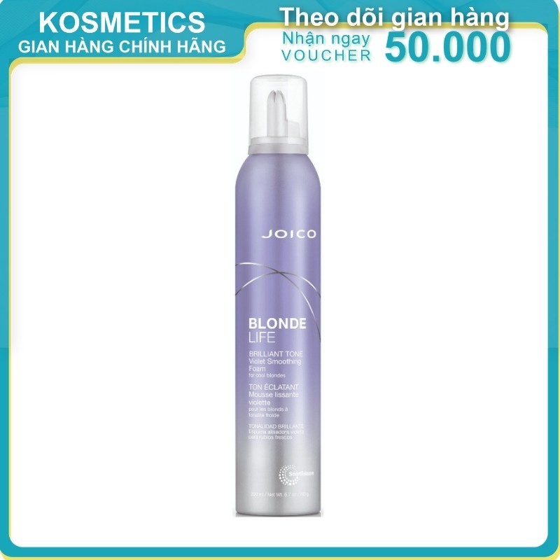 Mousse tạo phồng mượt tóc khử vàng cho tóc tẩy JOICO Blonde Life Brilliant Tone Violet Smoothing Foam 200ml