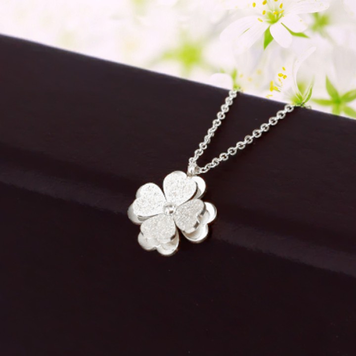 DÂY CHUYỀN TITAN HOA 4 CÁNH PHUN CÁT CỰC XINH TN142 siêu đẹp, bền màu, chuẩn thời trang