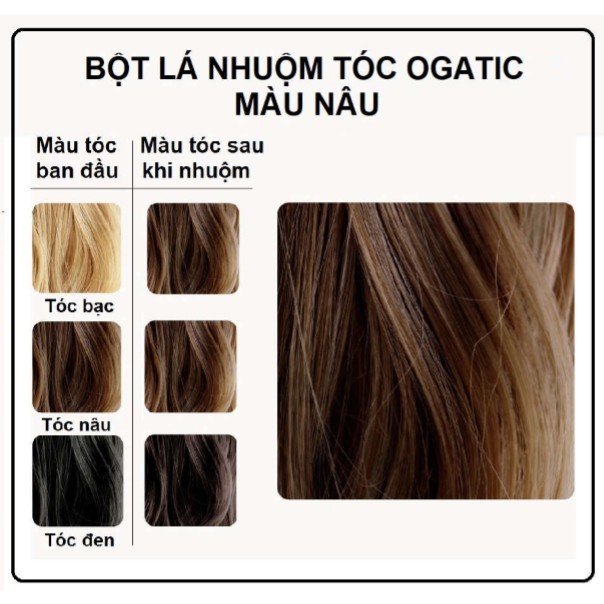  [Rẻ Vô Địch][Shopee Trợ Giá] Bột lá nhuộm tóc OGATIC – Màu Nâu (Cho da dị ứng)  C MS_450