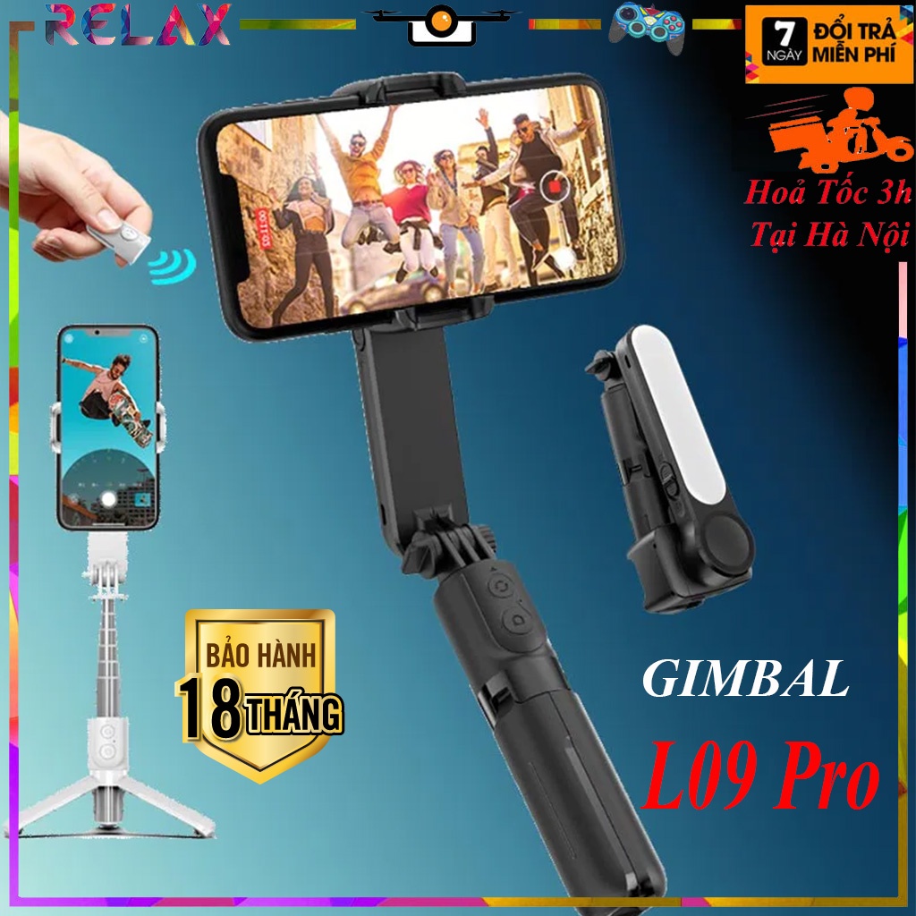 Gậy selfie chống rung L09 tích hợp đèn led trợ sáng - hỗ trợ đa dạng điện thoại, Gậy tự sướng có chân đứng xin sò