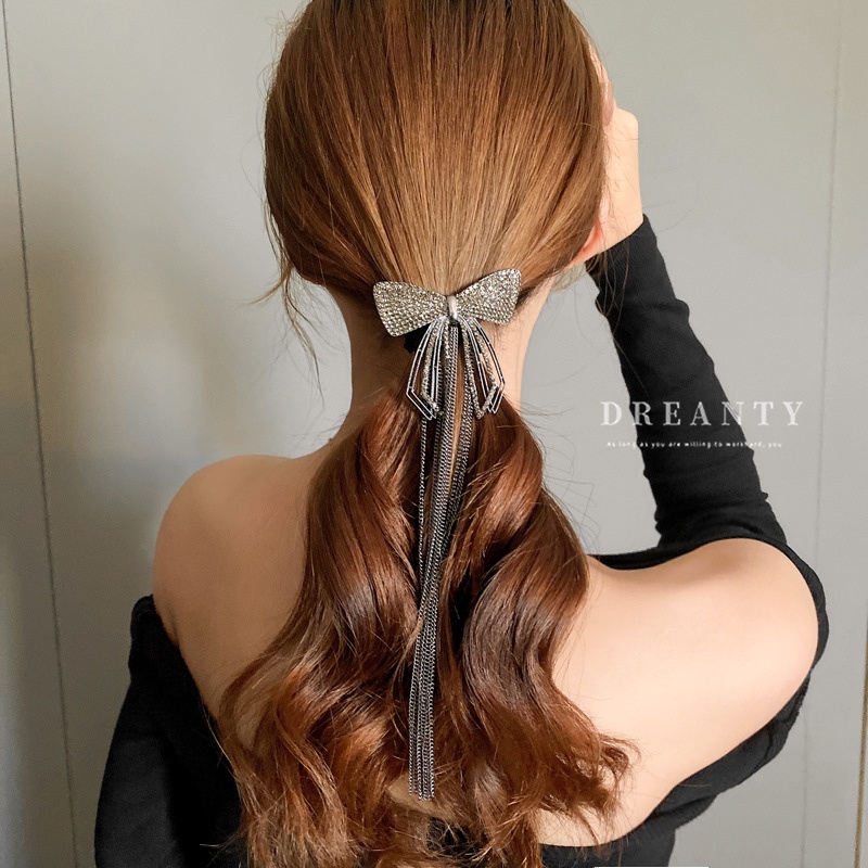 Kẹp Tóc Nơ Tua Rua Bằng Kim Loại Thời Trang Độc Đáo