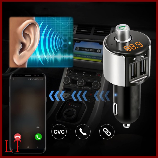 Car Bluetooth Fm  Transmitter Fm Radio Usb Port 5v/3.4a Transmitter Adapter Dual