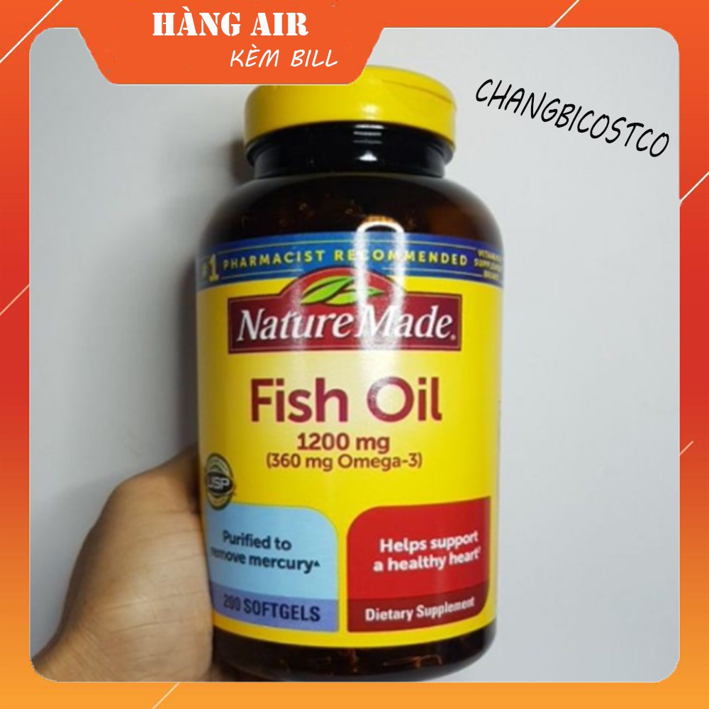 Dầu cá Omega 3 Nature Made Fish oil 1200mg hộp 200 viên