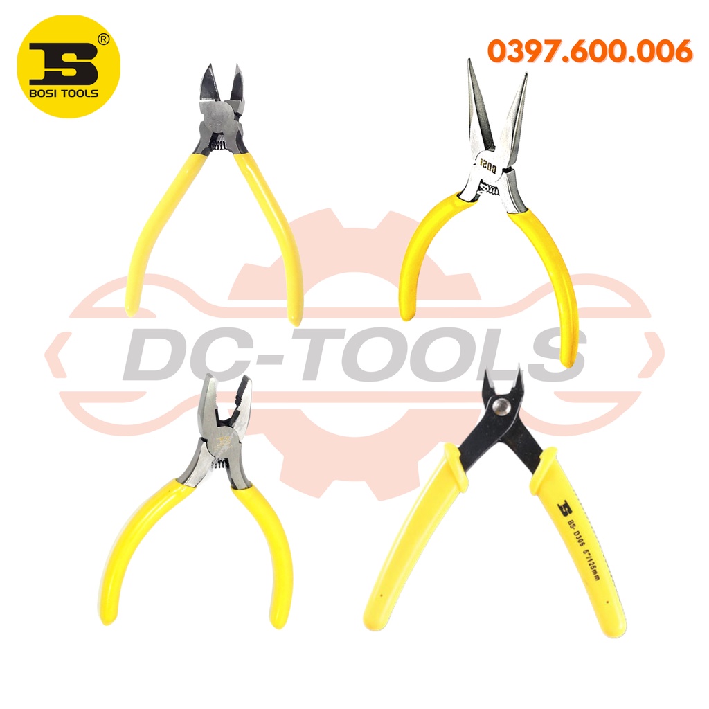 BỘ KÌM BOSI 5&quot;125mm, KÌM CẮT, KÌM ĐIỆN, KÌM NHỌN, KÌM LINH KIỆN CHÍNH HÀNG DC-TOOLS