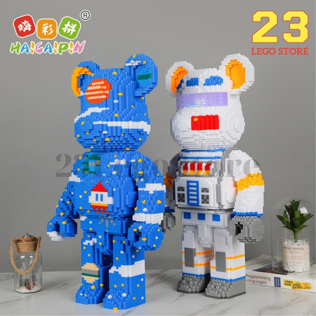 Bộ đồ chơi lắp ghép gấu BearBrick cỡ lớn cao 56cm  tặng kèm búa lắp ráp