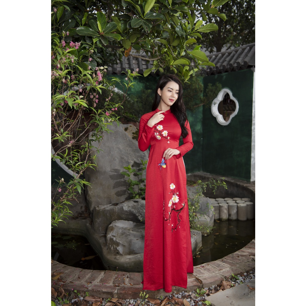 Áo dài thêu và đính kết hạt nổi ⚡️Áo dài đẹp⚡️sang trọng – Tây Phương