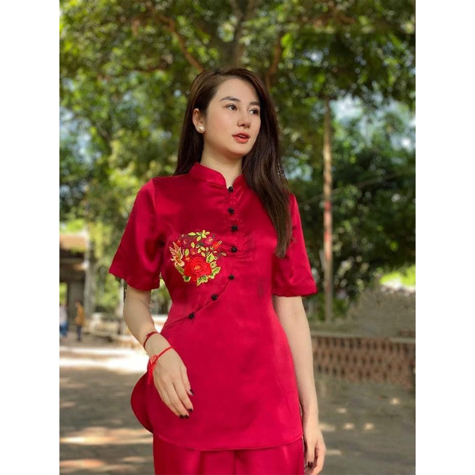 Đồ Lam Nữ Đi Chùa Vải Lụa Cao Cấp Lịch Sự