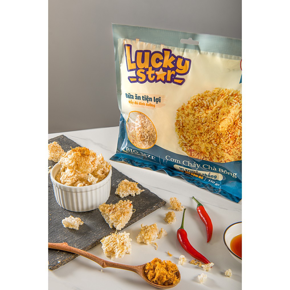 Cơm cháy chà bông truyền thống Lucky Star gói lớn 150g thơm ngon, đồ ăn vặt healthy Việt Nam