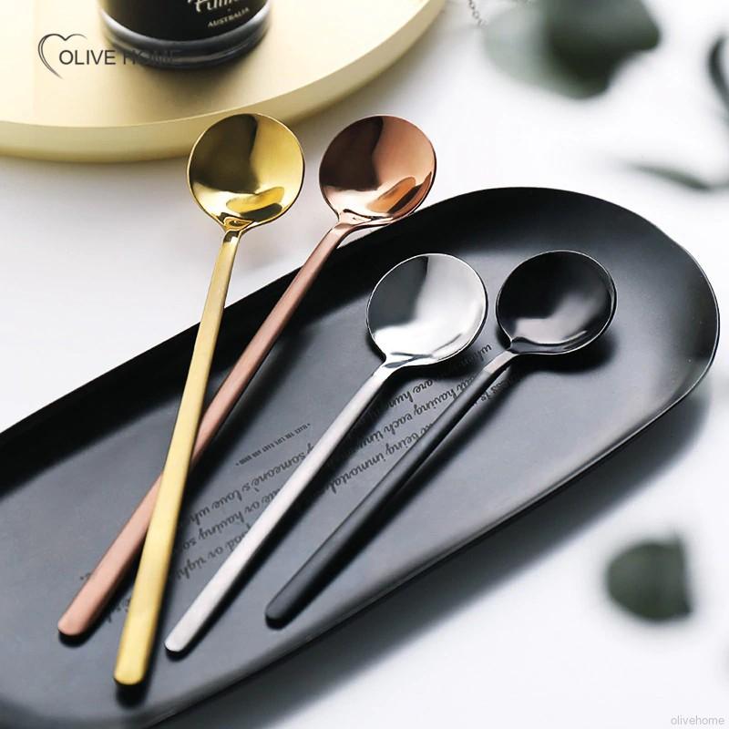 Muỗng uống cafe cán dài bằng thép không gỉ cao cấp