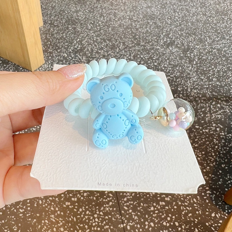 Băng Đô Cài Tóc Đính Hạt Hình Gấu Hello Kitty Màu Xanh Dương Phong Cách Nhật Bản