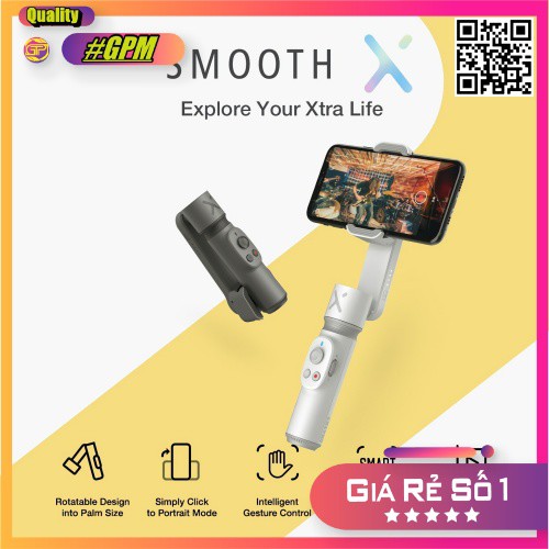 Gimbal Zhiyun Smooth X - Tay cầm chống rung cho điện thoại kết hợp gậy tự sướng,gậy selfie- HÀNG CHÍNH HÃNG