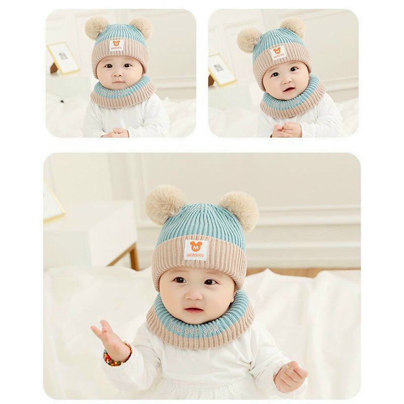 Mũ Cho Bé - Mũ Len Cho Bé 6 Tháng tới 4 Tuổi (Kèm Khăn Quàng Cổ)