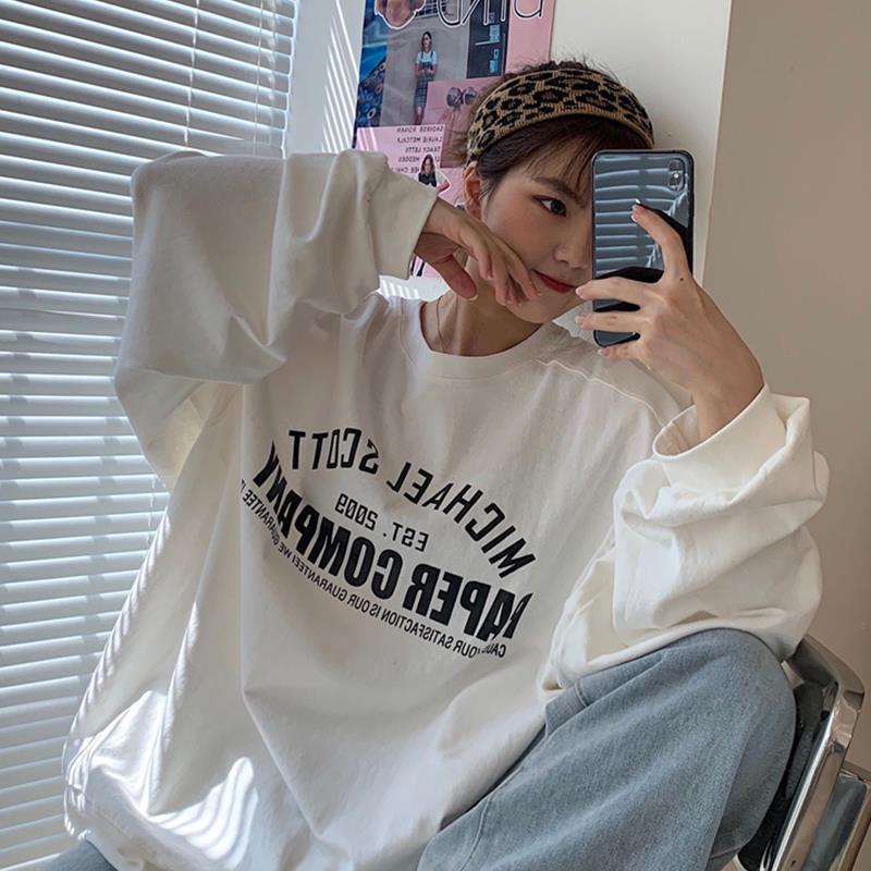 Áo Sweater Tay Dài Dáng Rộng In Họa Tiết Phong Cách Harajuku Hàn Quốc Thời Trang Mùa Thu Hàng Mới 2021 Dành Cho Nữ