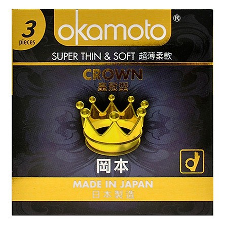 BAO CAO SU OKAMOTO CROWN KÍCH CỞ NHỎ SIÊU MỎNG VÀ MỀM MẠI HỘP 3 Chiếc - BIGBULL SHOP