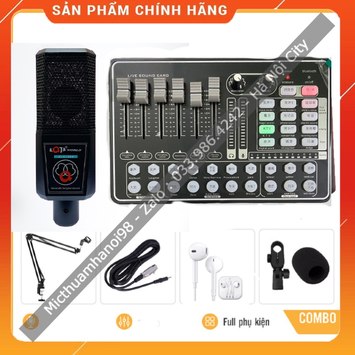 Combo Bộ Livestream Thu Âm Cao Cấp Sound Card H9 Bluetooth AUTOTUNE Mic ALC AQ280 Chân Kẹp Màng Lọc Đủ Phụ Kiện Kèm Theo