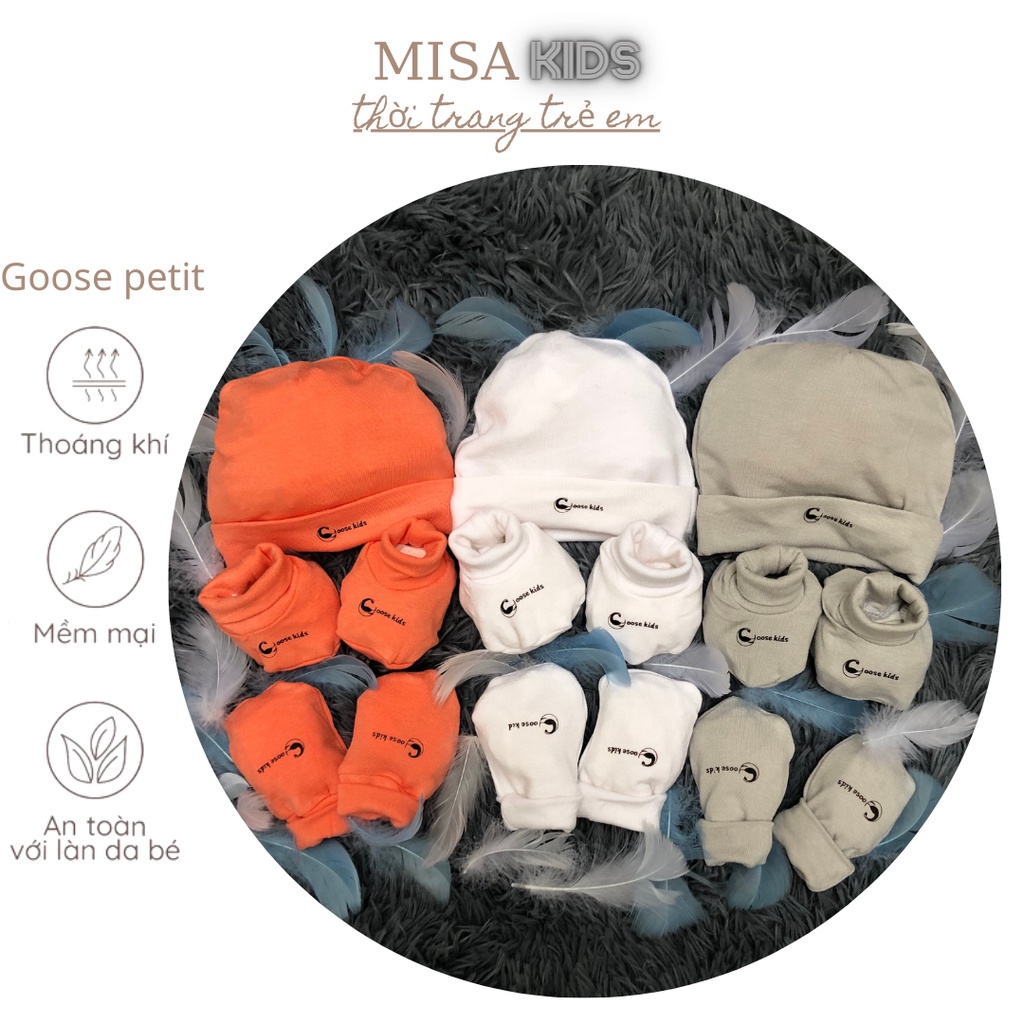 [Goose auth] Bao tay bao chân mũ sơ sinh 0-5m Goosekids Set đồ cho bé newborn