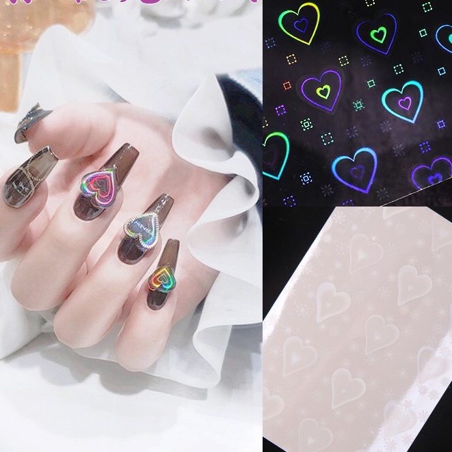 [hàng hot] Sticker nail, bling bling, sticker dán móng tay hình trái tim