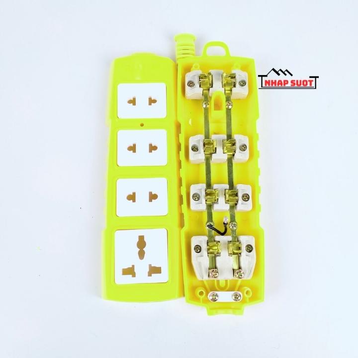 Ổ cắm điện chịu tải 6000W ELITON 4 ổ cắm, lõi sứ chống cháy, vỏ nhựa chịu va đập, lò xo tăng lực kẹp, nhựa PC chống cháy